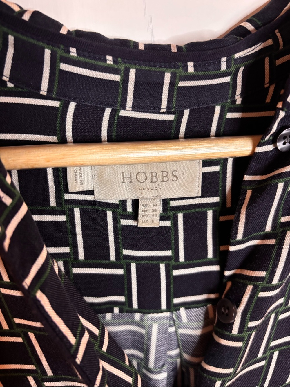 HOBBS of London Navy & White Geometric Button-Front Tunic Dress - Picture 3 of 9